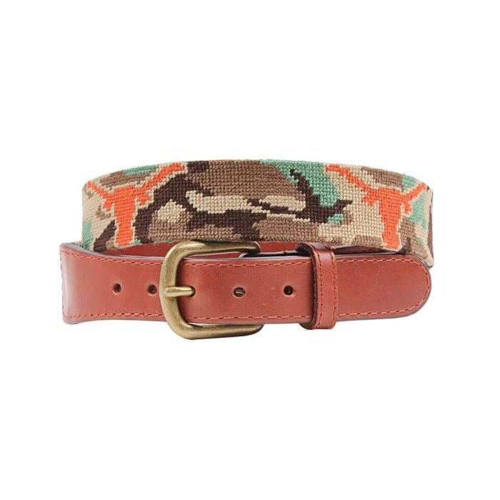 University of Texas Camo Needlepoint Belt by Smathers & Branson