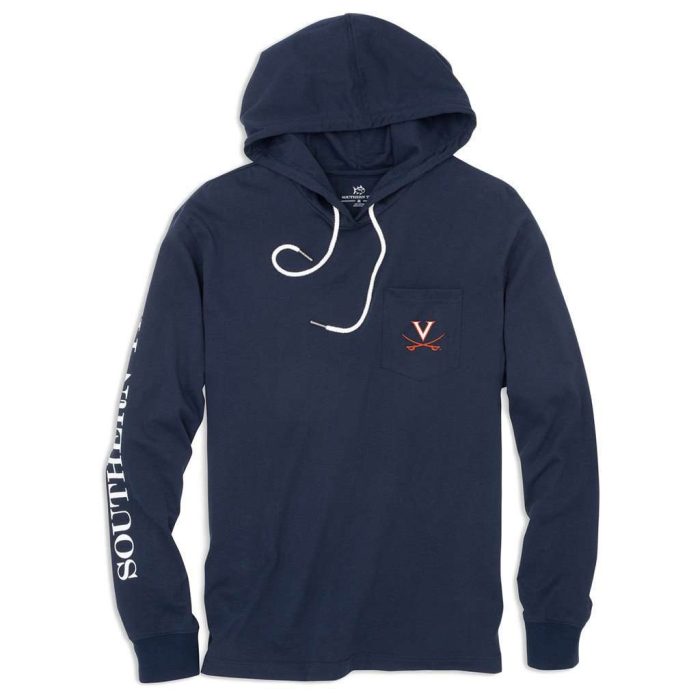 University of Virginia Long Sleeve Gameday Hoodie Tee in Navy by Southern Tide