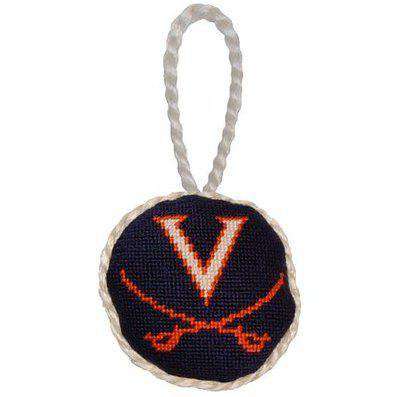 University of Virginia Needlepoint Christmas Ornament in Navy by Smathers & Branson