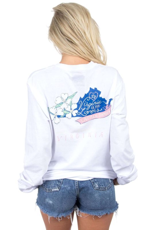 Virginia Is For Lovers Long Sleeve Tee in White by Lauren James