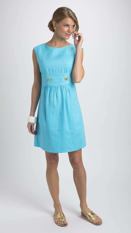 Vintage Linen Dress in Turquoise by Elizabeth McKay