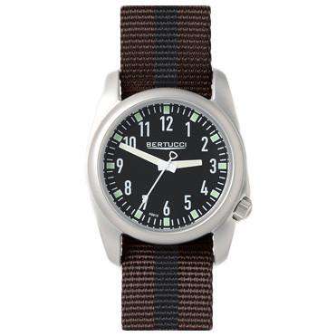 Ventara Sport Watch in Brown and Black Stripe Band with Black Dial by Bertucci