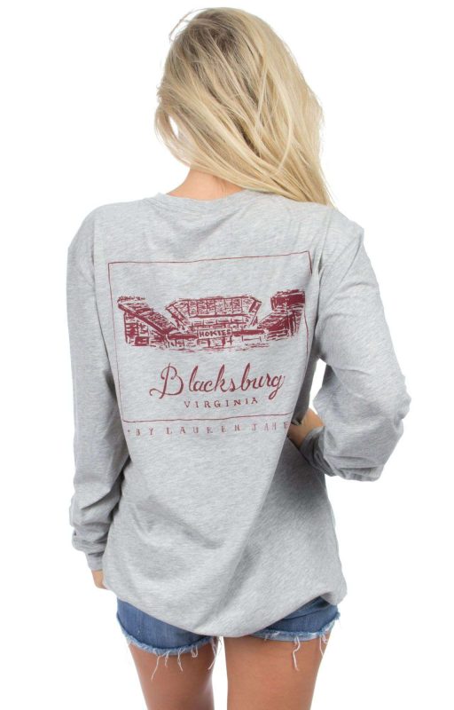 Virginia Tech Long Sleeve Stadium Tee in Heather Grey by Lauren James