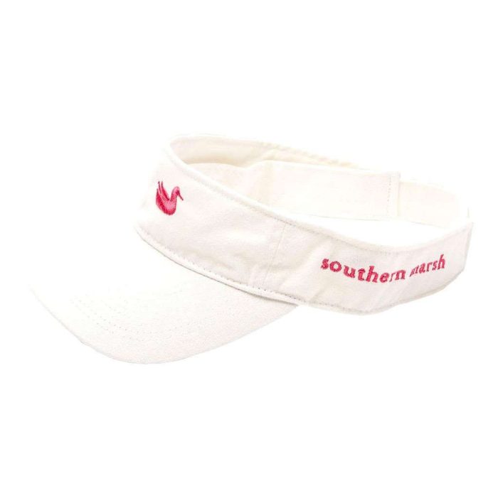 Visor in White with Pink Duck by Southern Marsh