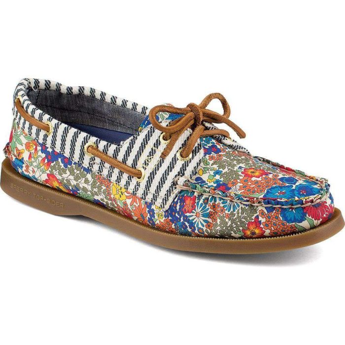 Women's Authentic Original Liberty Print 2-Eye Boat Shoe in Bright Blue by Sperry