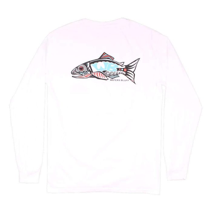 Wake n Bait Long Sleeve Tee in White by Waters Bluff
