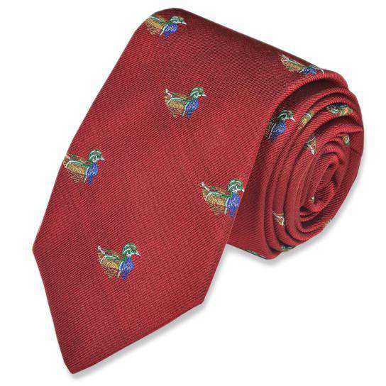 Wood Duck Necktie in Red by High Cotton