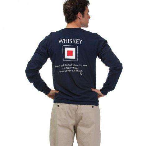 Whiskey Flag  Long Sleeve Tee Shirt in Navy by Anchored Style