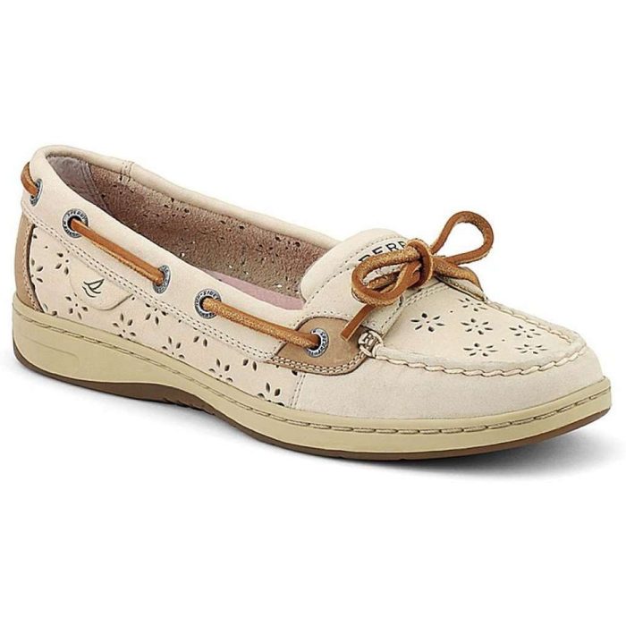 Women's Floral Perf Leather Angelfish Boat Shoe in Oat by Sperry