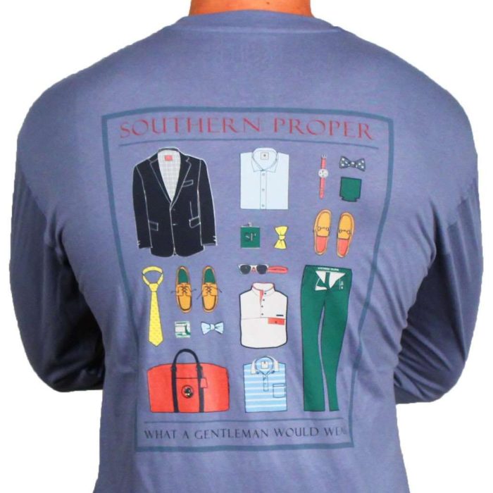 What A Gentleman Would Wear Long Sleeve Tee in Navy by Southern Proper