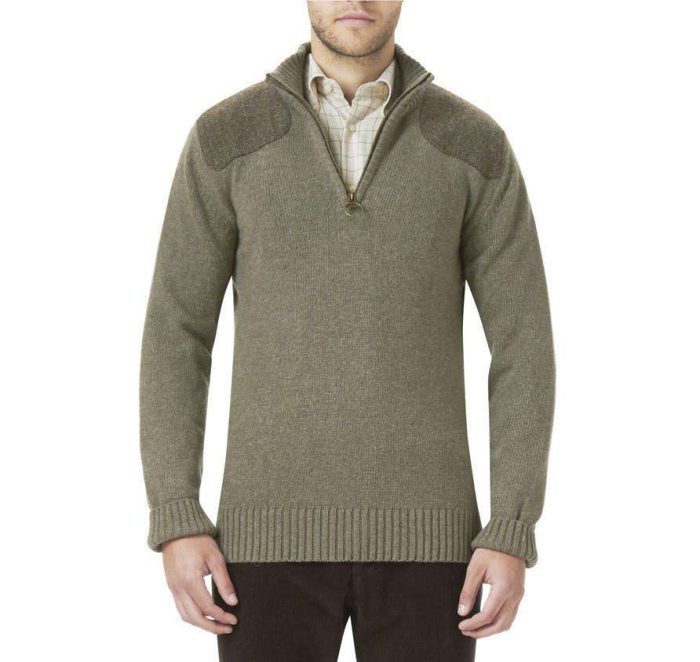 Weymouth Half Zip Jumper in Light Olive Green by Barbour