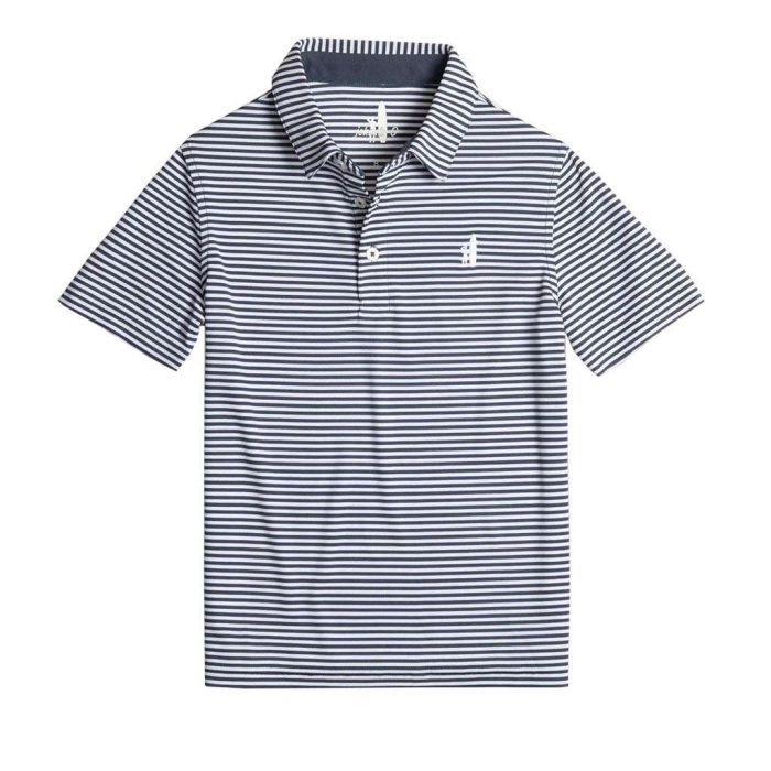 Youth Bunker Striped Prep-Formance Polo in Midnight by Johnnie-O