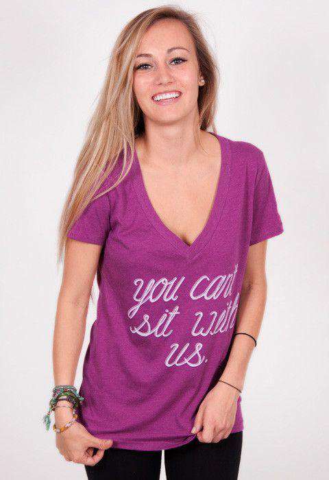 You Can't Sit With Us V-Neck Tee in Lush Pink by Rowdy Gentleman