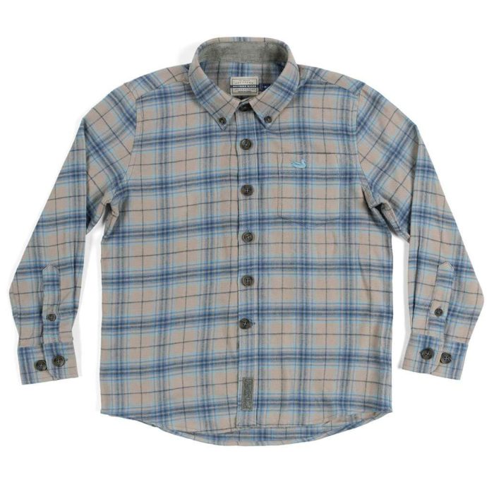 Youth Hindman Flannel in Tan & Sage by Southern Marsh