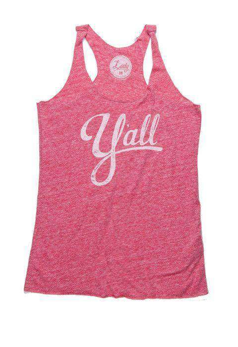 Y'all Script Racerback Tank Top in Red by Rowdy Gentleman